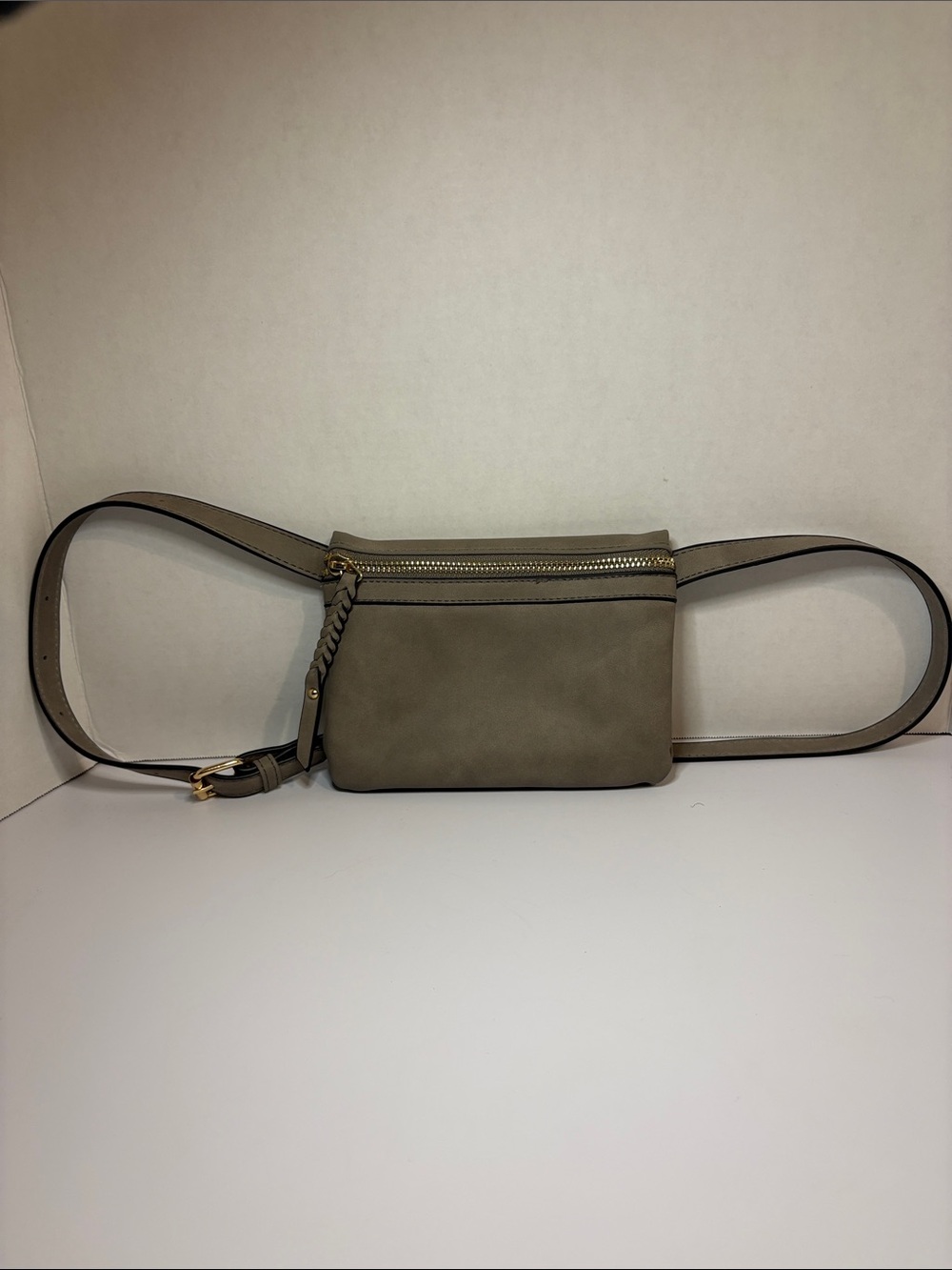 Maurices Taupe Leather Crossbody Belt‎ Bag